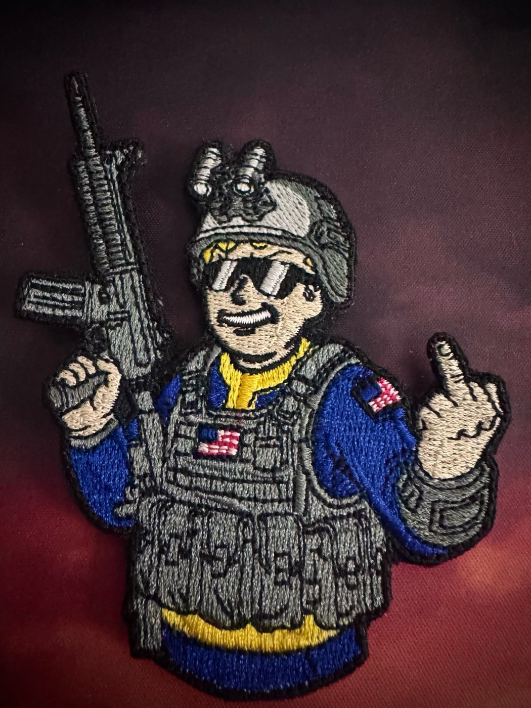 Custom character morale patch embroidery with tactical flair