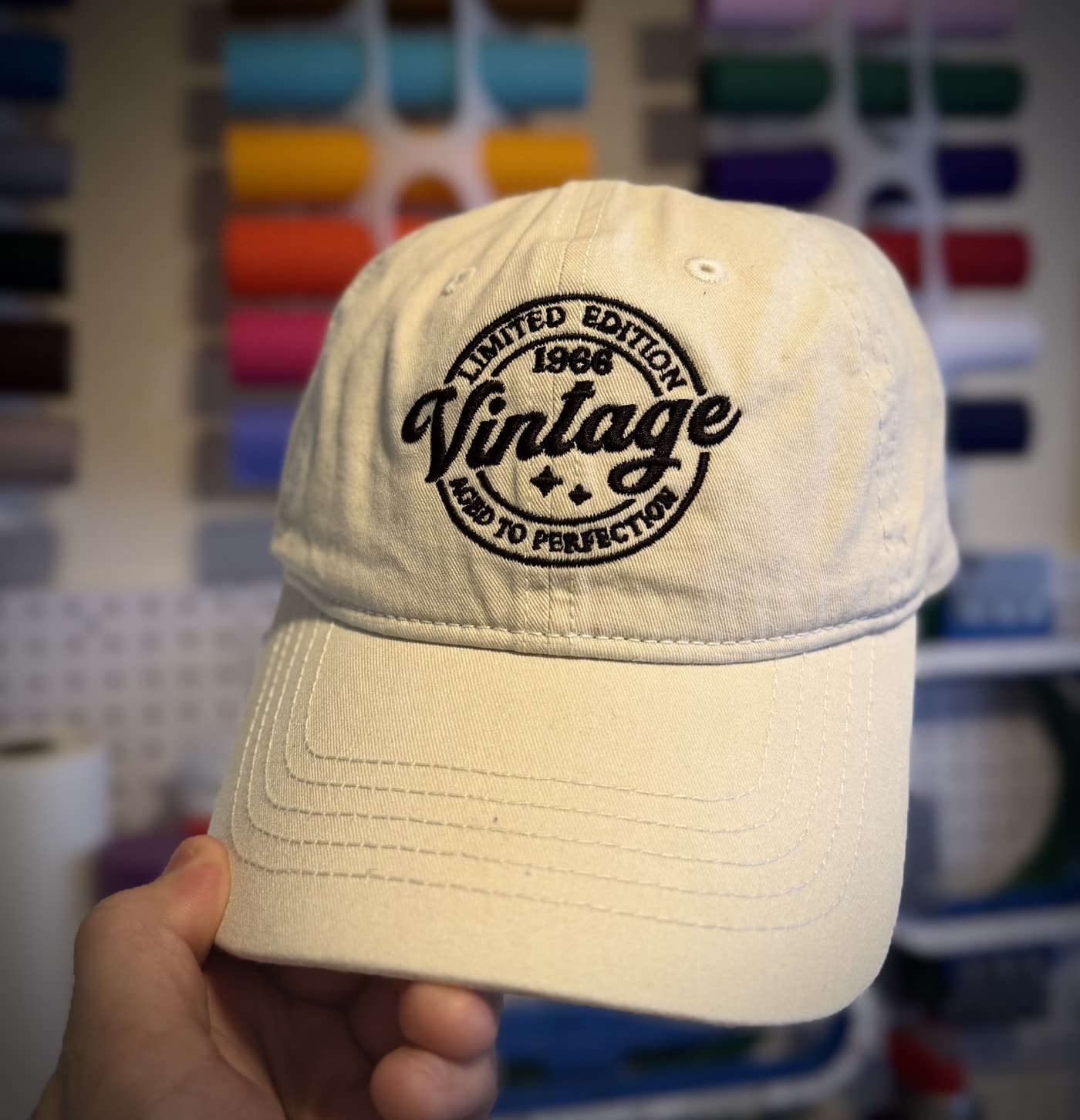 Embroidered hat product shot